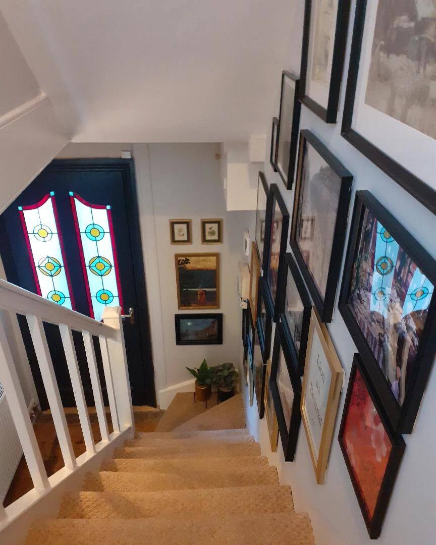 Layer Frames of Varied Colors and Materials on Stairs