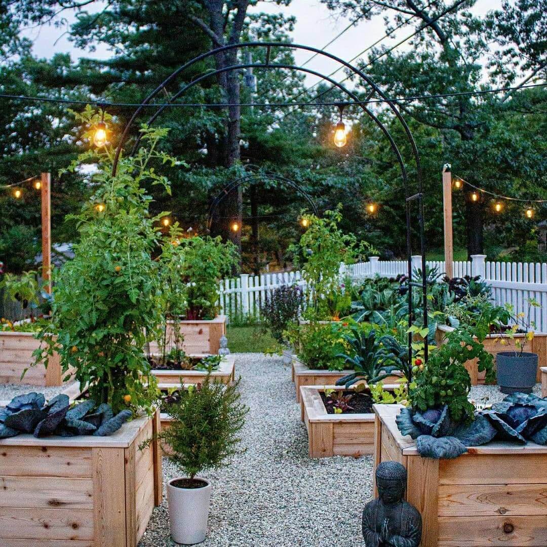 Metal Garden Arches Create a Series of Outdoor Rooms