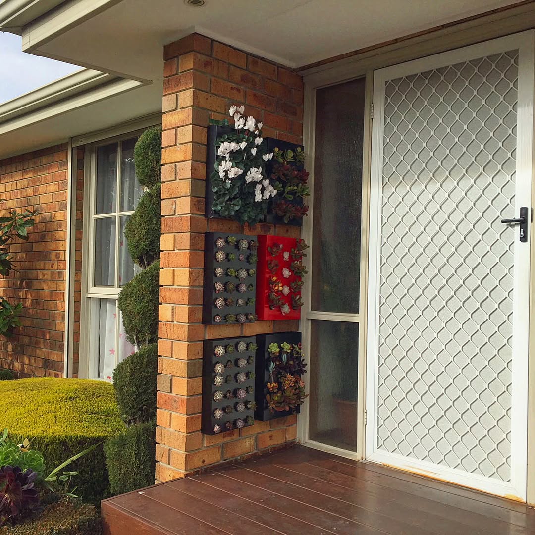 Modular vertical garden panels add color and life