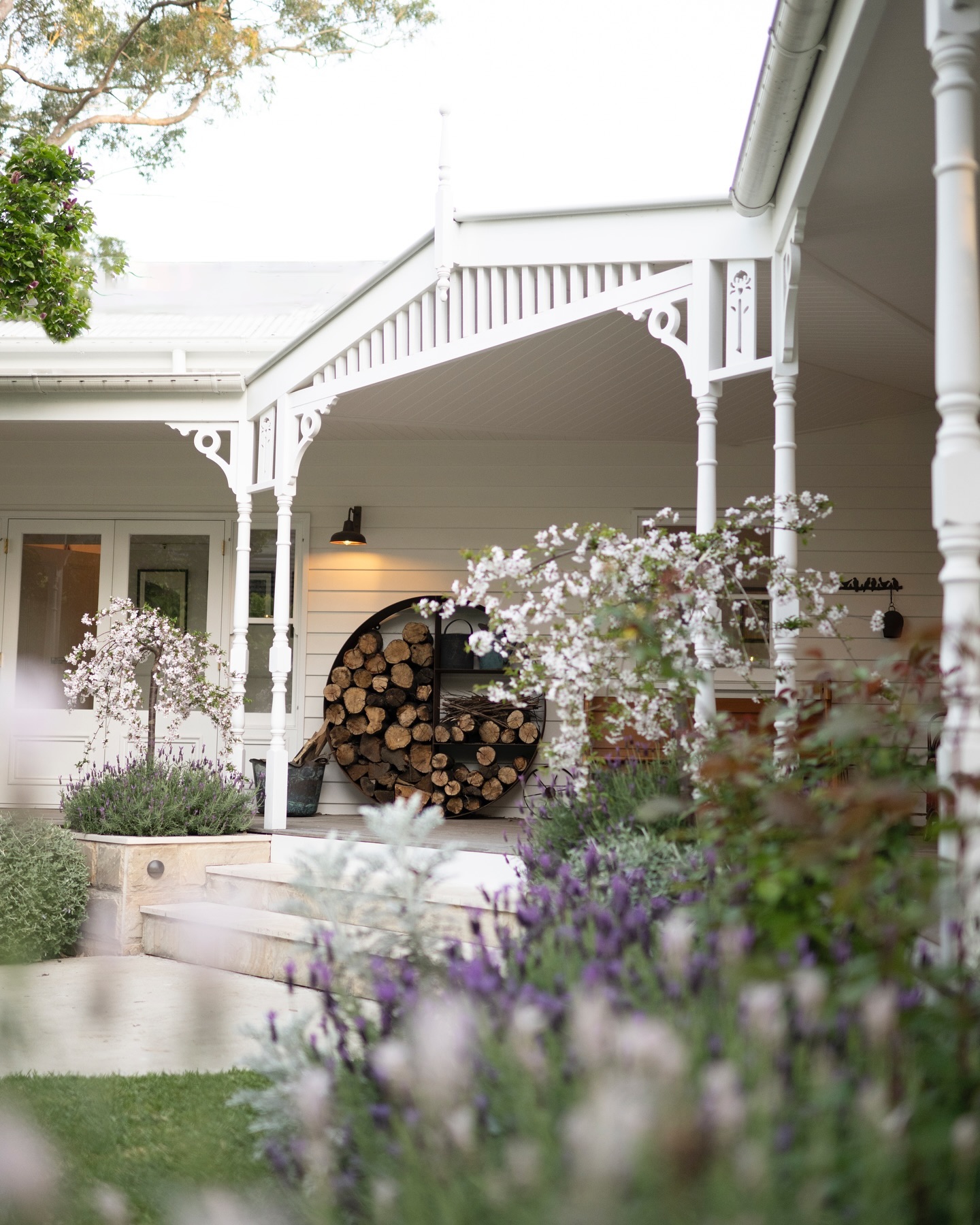 Feature a Circular Log Holder for Rustic Charm