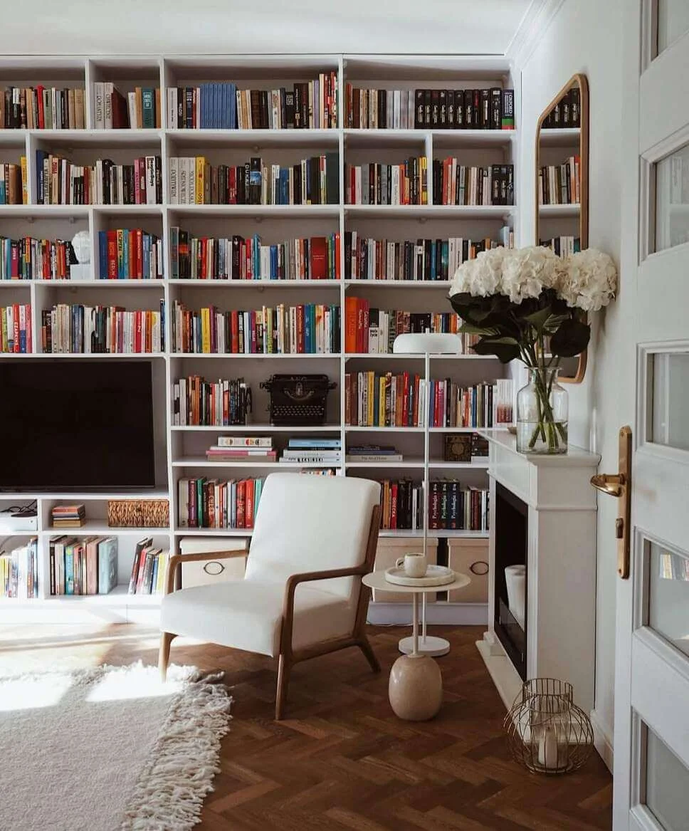Frame Your Reading Chair With White Built-In Shelving