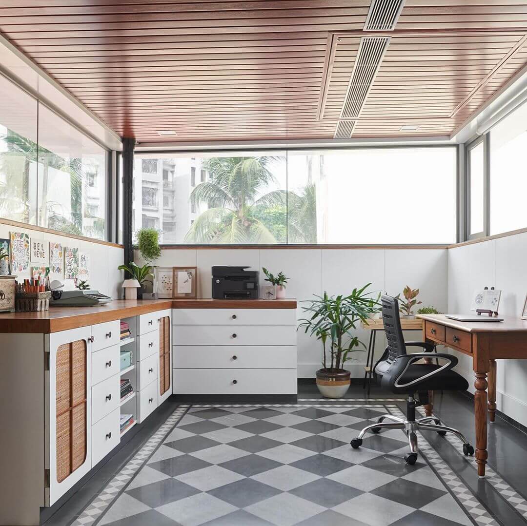 Checkerboard Floor Adds Graphic Interest to Your Workspace