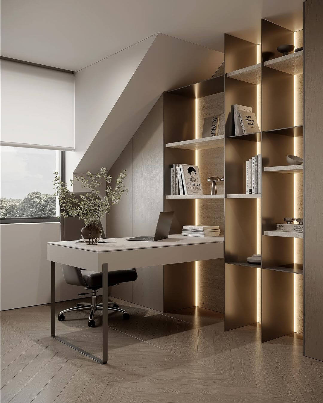 Integrated LED Lighting Highlights Open Shelving Display