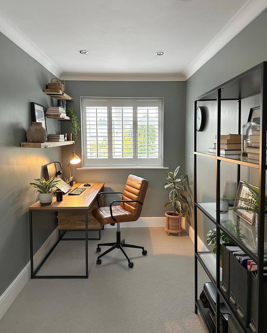 Floating Shelves That Keep Desk Clutter Out of Sight