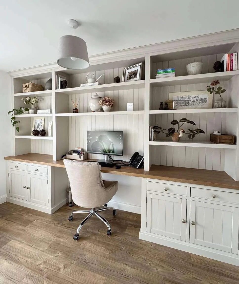 Built-in Shelving Creates a Dedicated Home Office Zone