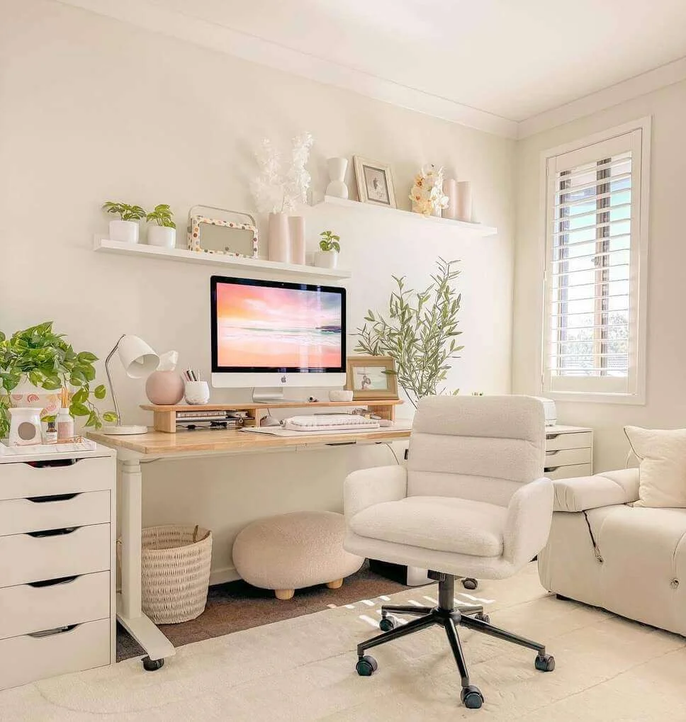 Floating Shelves Display Decorative Accents Above Desk