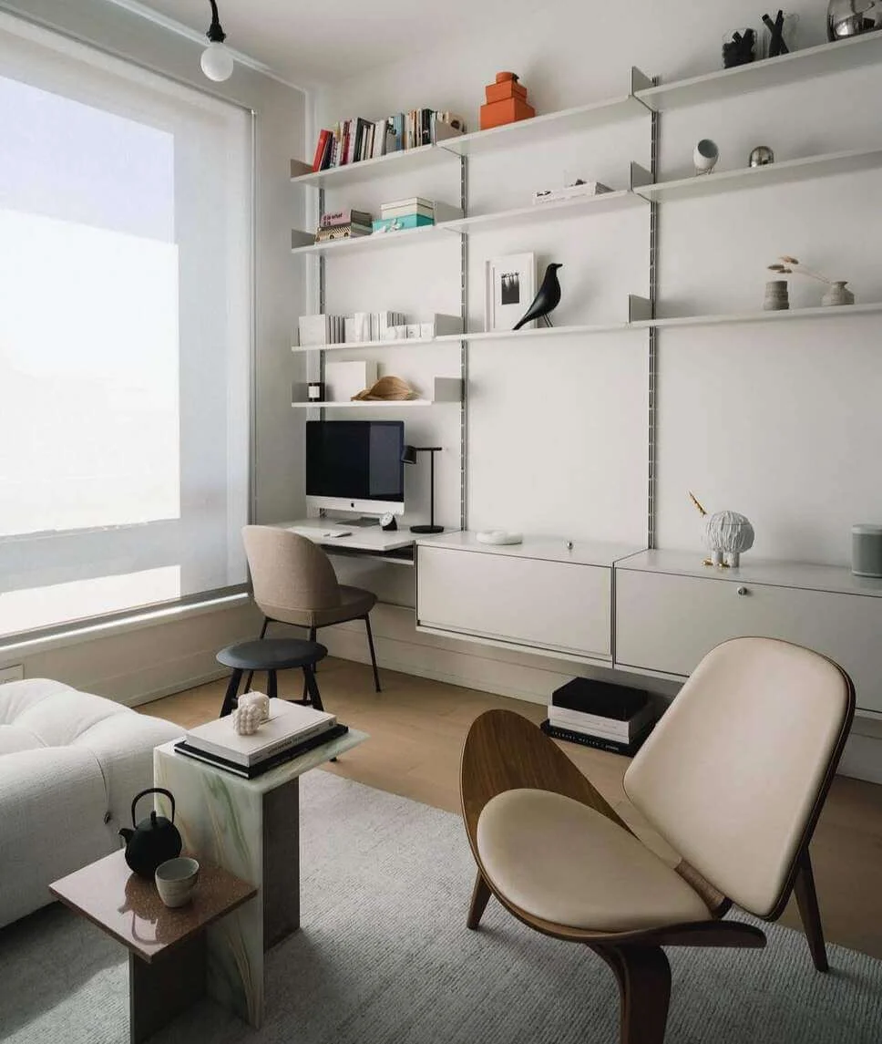 Modular shelving system creates a flexible workspace and display