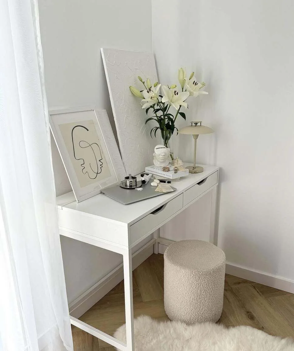 Textured Canvas Adds Artistic Dimension Behind Desk
