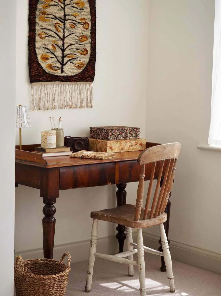 Textured Wall Hanging Adds Artistic Flair Above a Desk