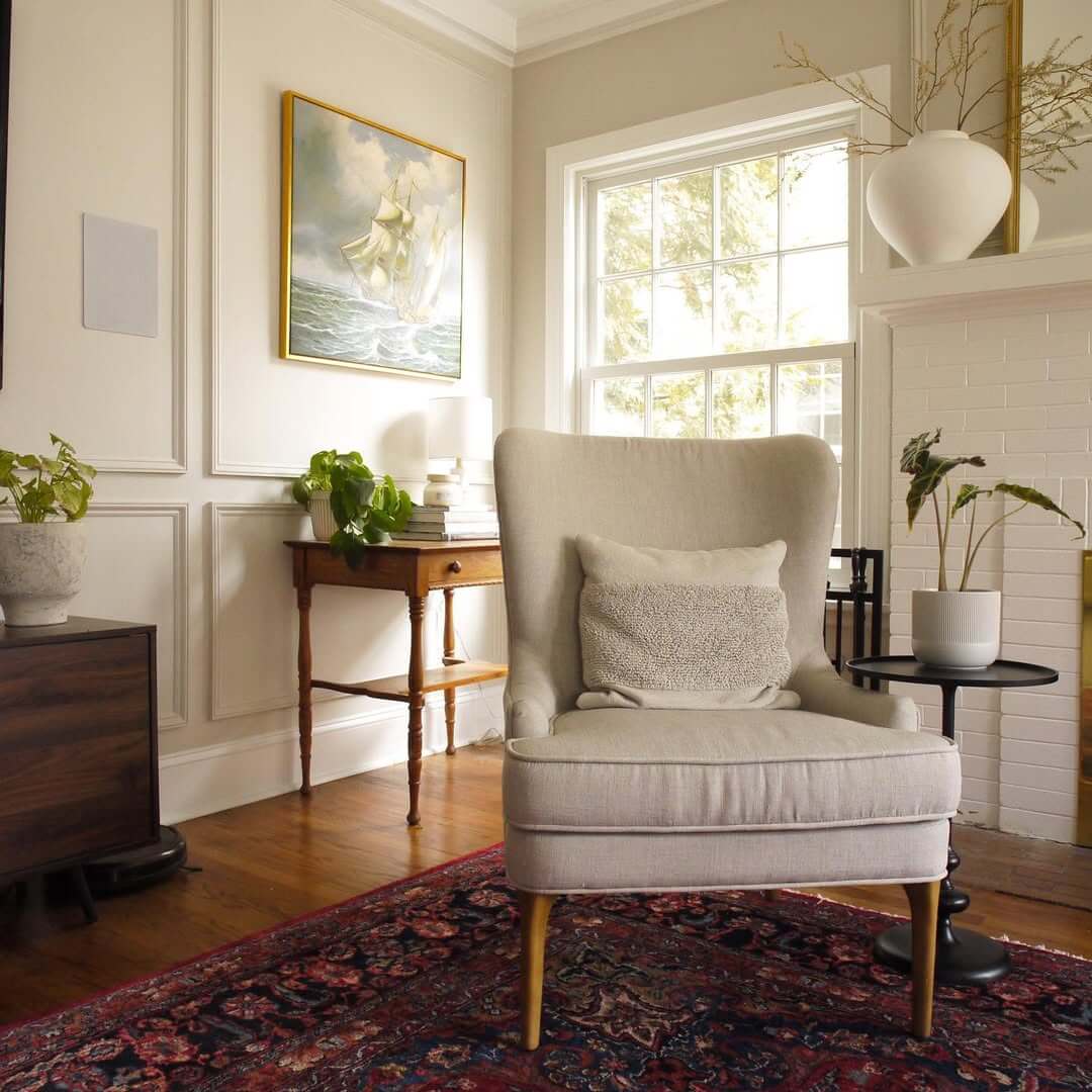 Tall Wingback Chair Creates a Cozy Reading Nook