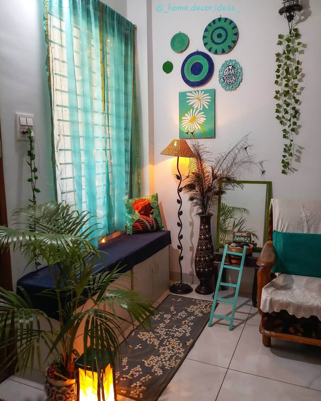 Teal Ladder Shelf Adds a Pop of Color and Display Space