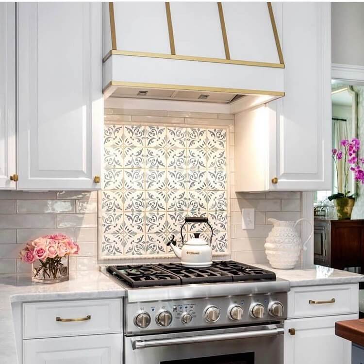 Patterned Tile Accent Behind the Range