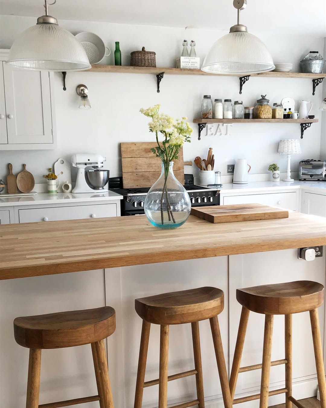 Soften Surfaces with a Glass Vase of White Flowers