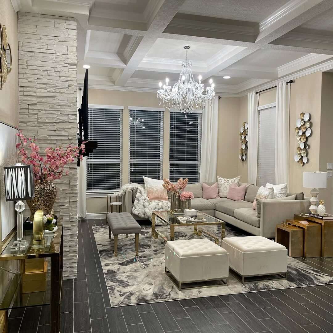 Marble-Effect Carpet Adds Abstract Drama to Neutral Space