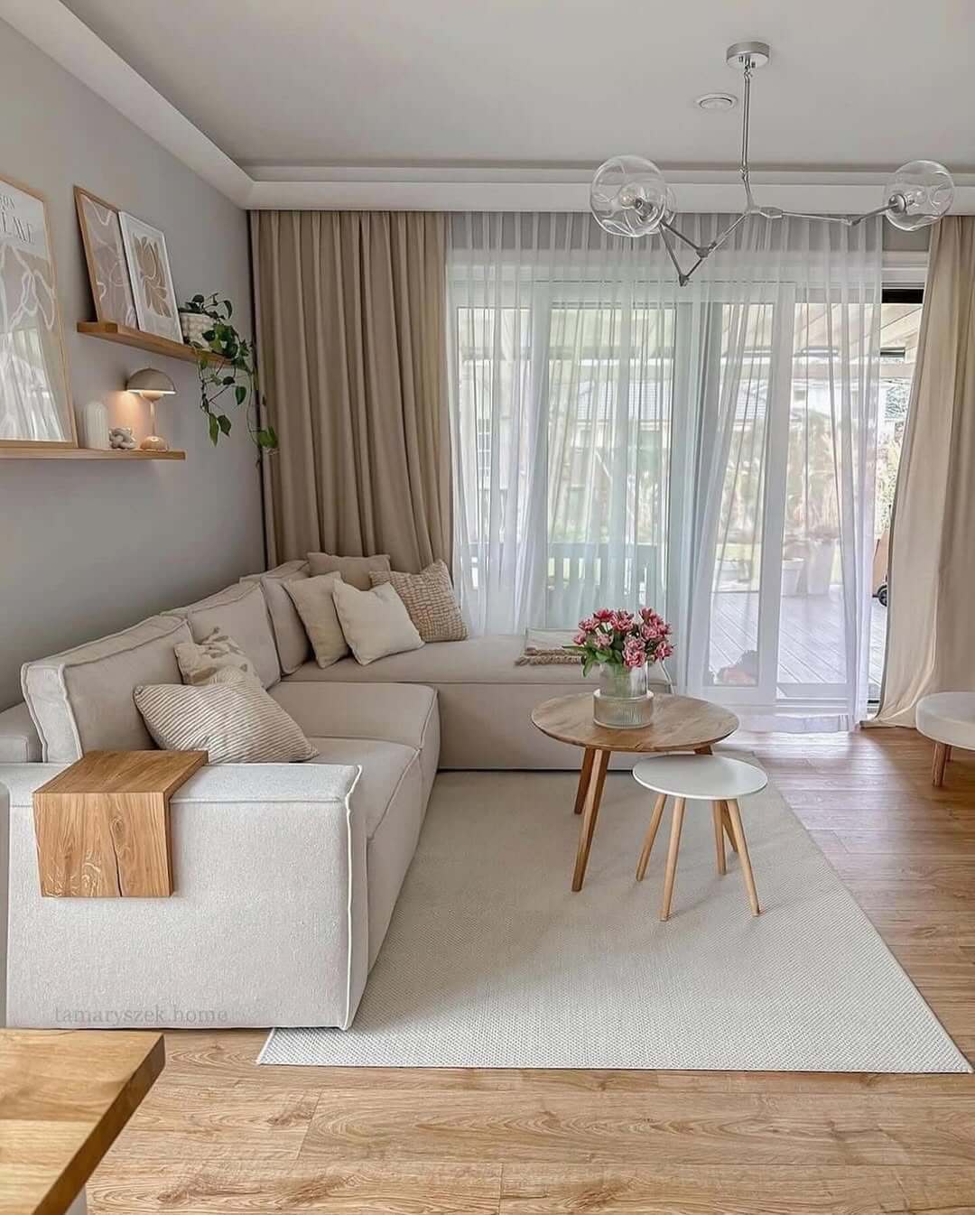 Natural Wood Tray Attaches to Sofa Arm
