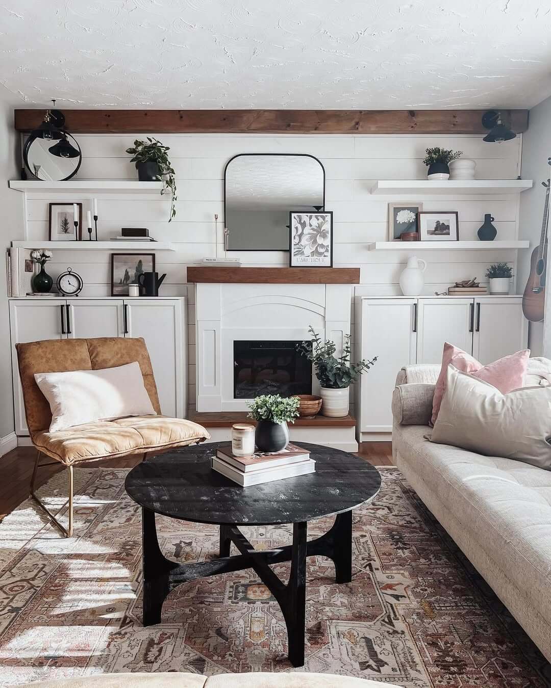 Traditional Medallion Rug Grounds Boho Living Room Style