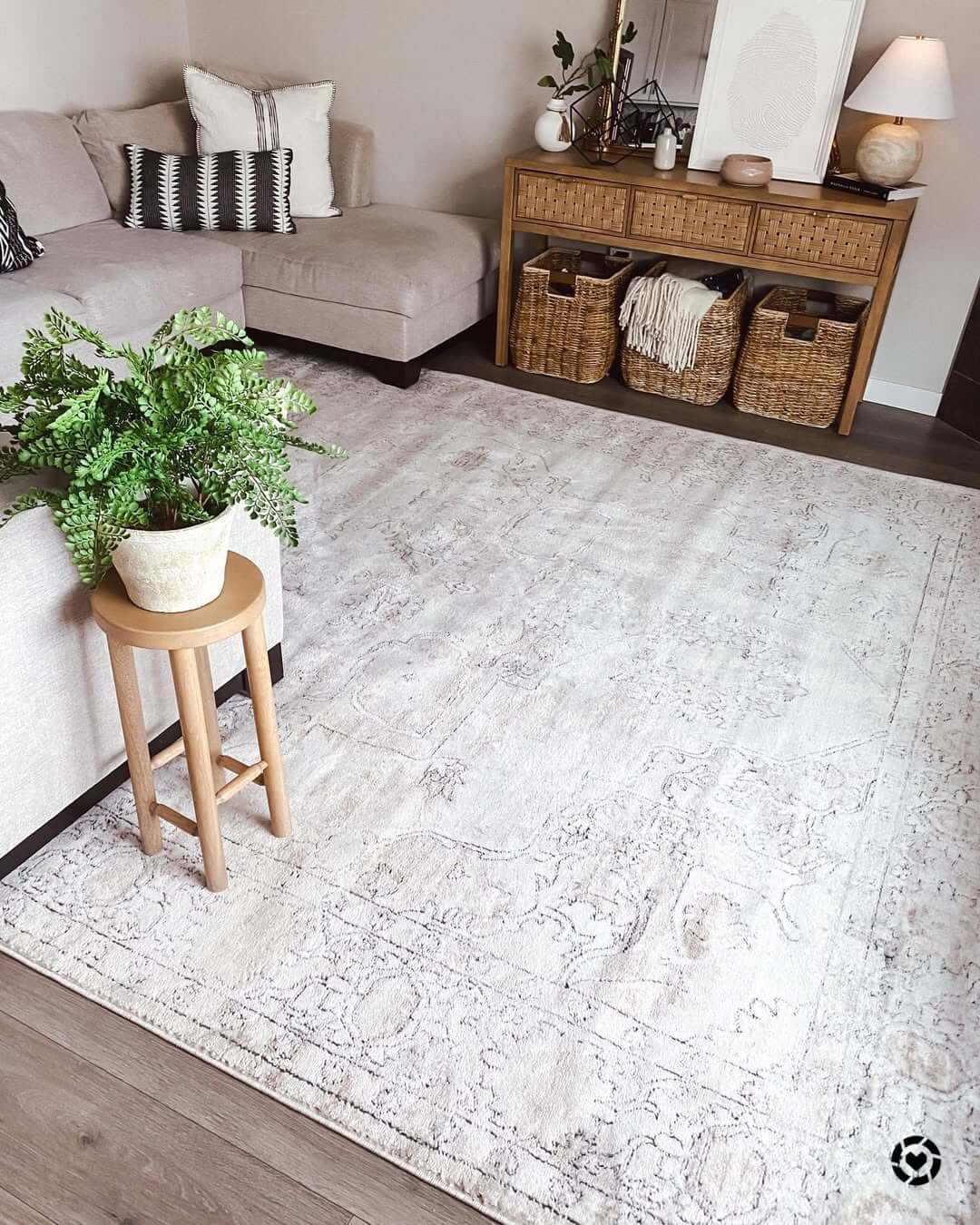 Faded Persian-Style Rugs Define Casual Living Spaces