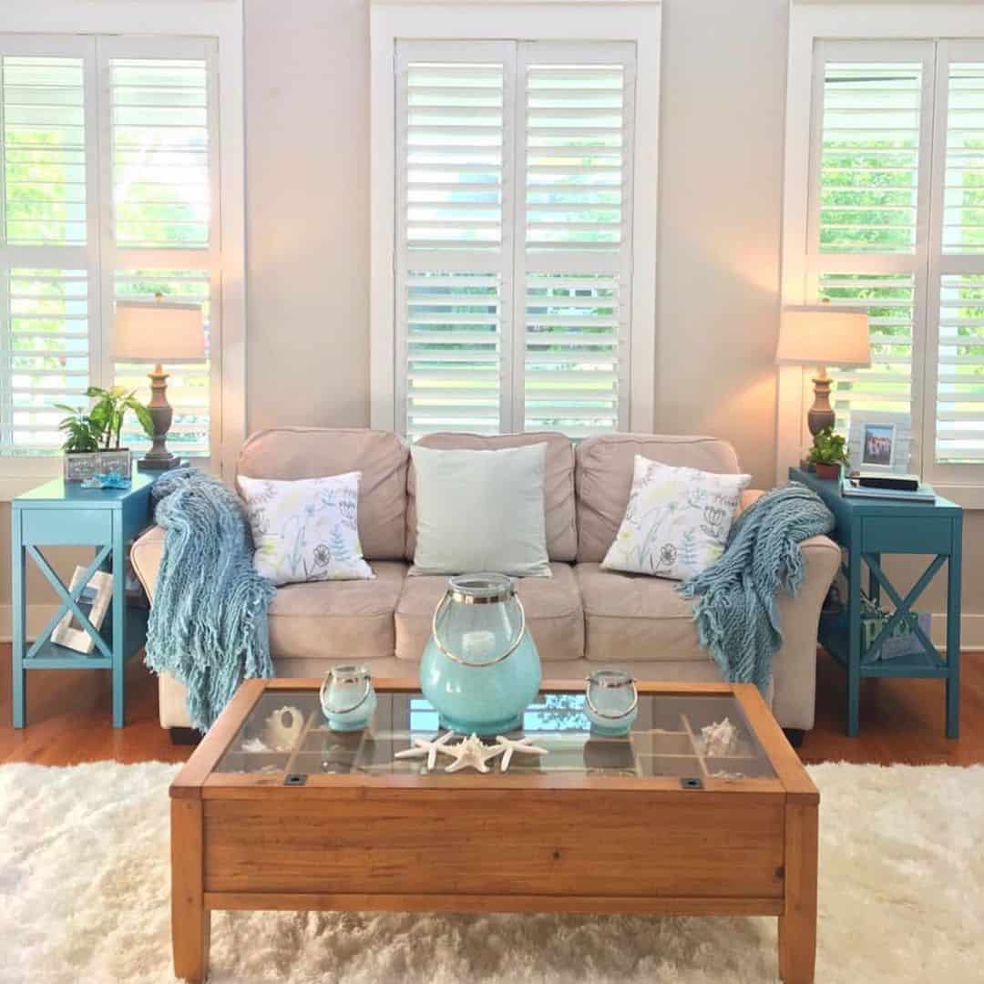 Seashells Displayed Under Glass Coffee Table