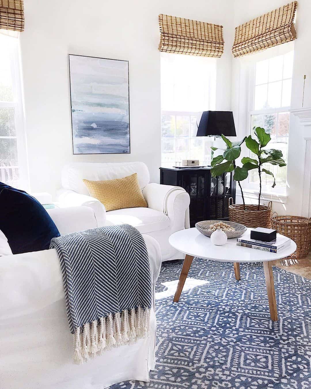 Abstract Coastal Artwork Sets A Serene Blue and White Mood