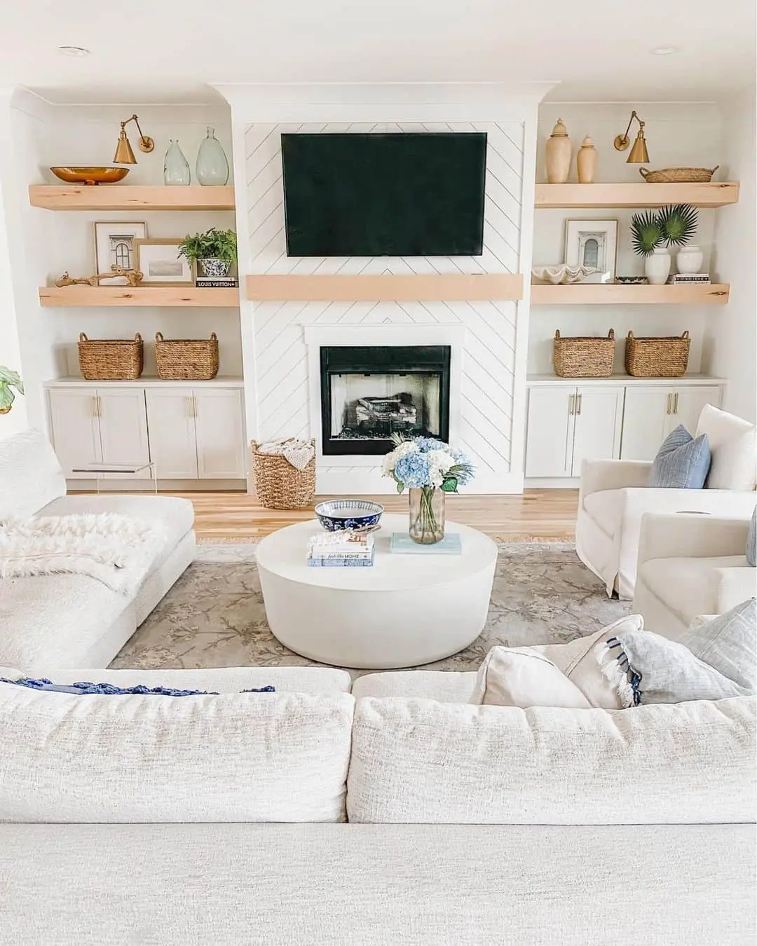 Chevron Fireplace Tile Creates a Textured Focal Point