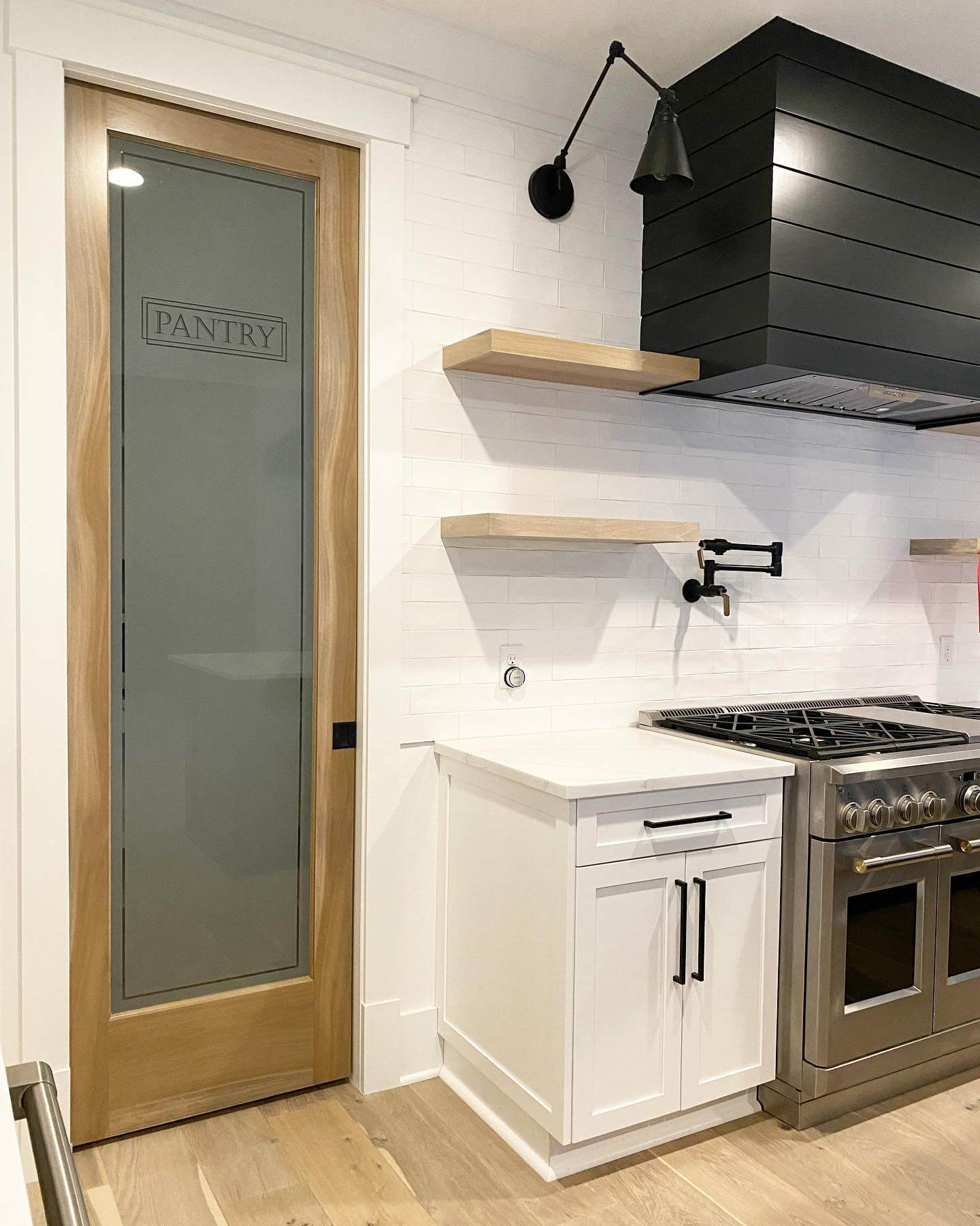 Pantry Door With Minimalist Black Lettering