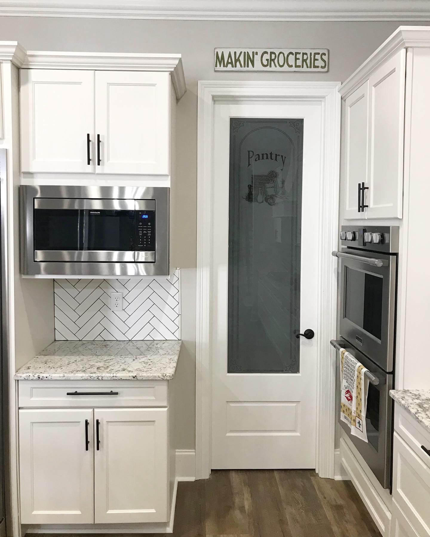 Pantry Door With Etched Vintage Kitchen Graphics
