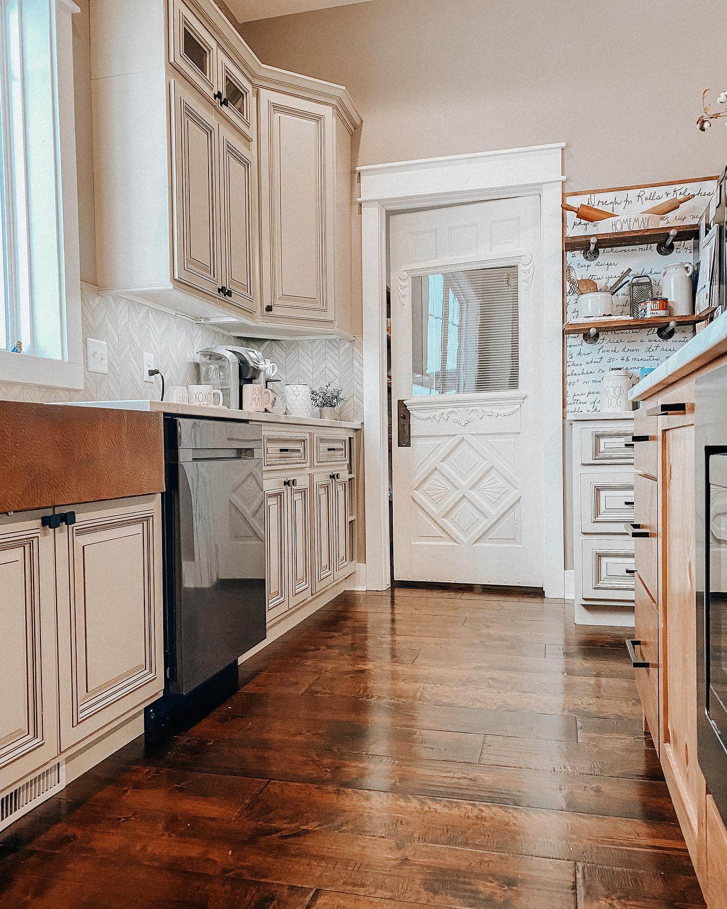 White Pantry Door With Embossed Diamond Paneling