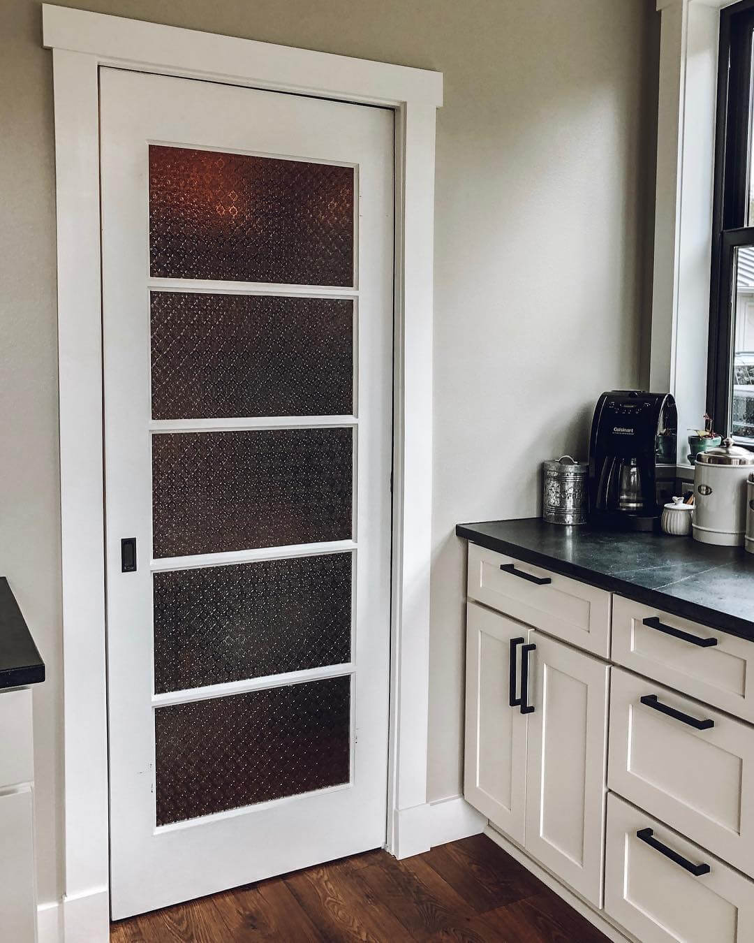 White Door With Five Textured Glass Panels