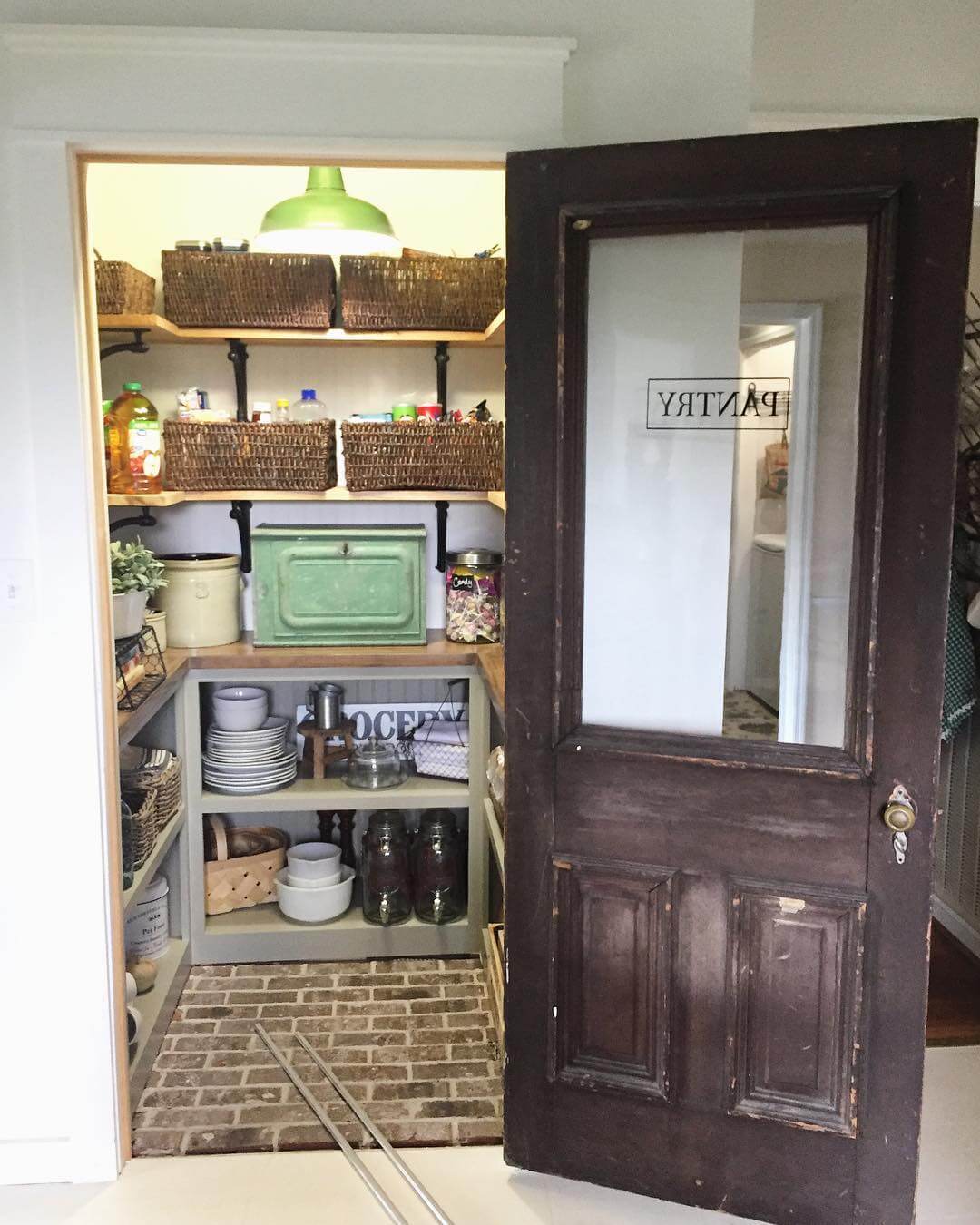 Distressed Wooden Door With Frosted Glass Panel and Reversed Text