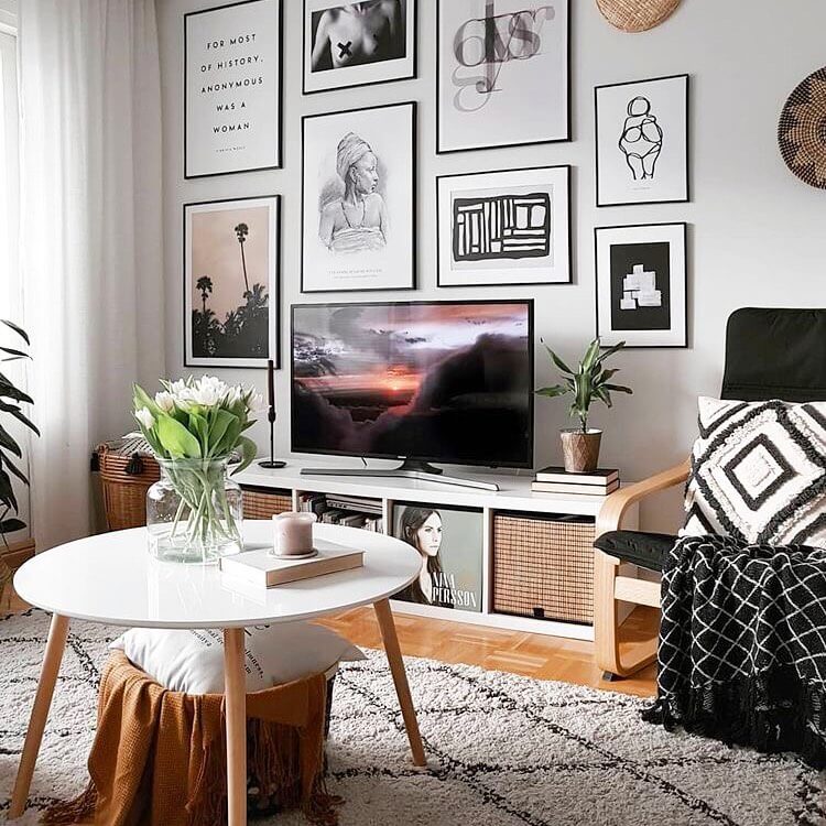 Framed Black and White Art Adds Graphic Punch to Gallery Wall
