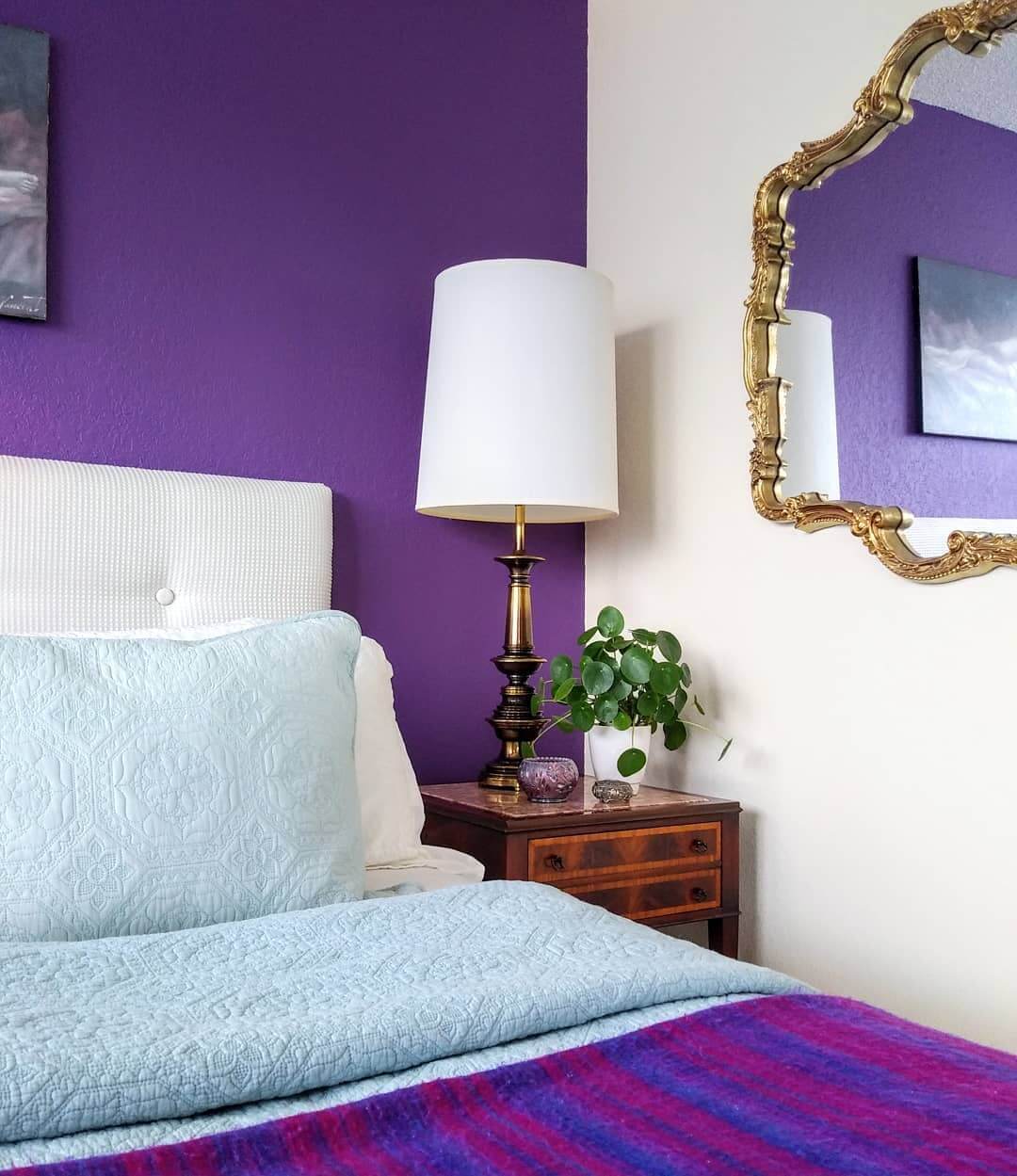 Ornate Gold Mirror Reflects Your Purple Accent Wall
