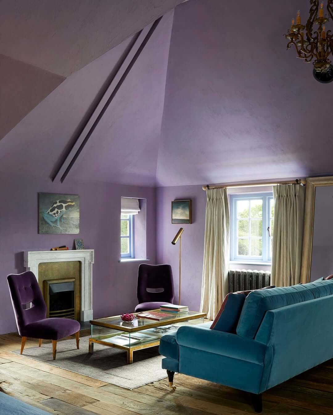 Two-Tone Purple Chairs Add Depth to Lavender Walls