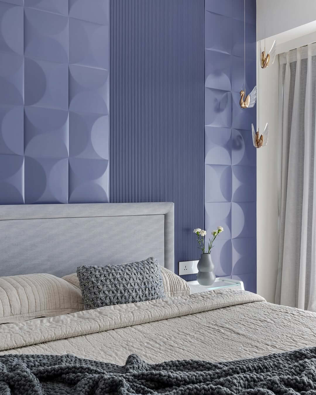 Mix Textures with Curved and Ribbed Purple Wall Panels