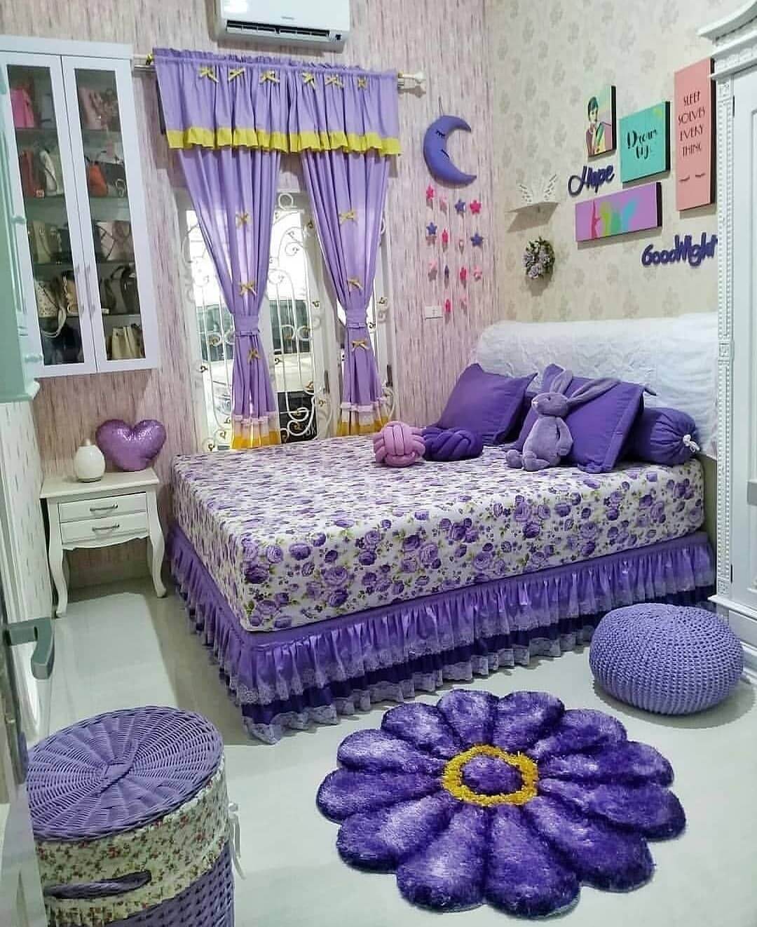 Ruffled Purple Bed Skirt Adds Playful Volume