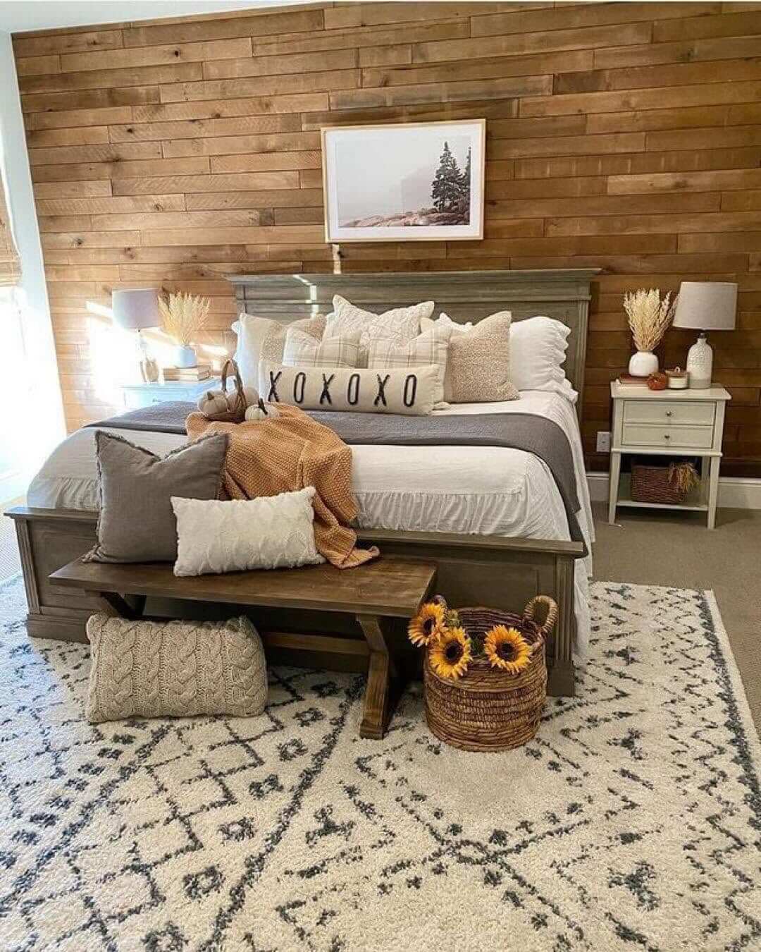 Warm Up Your Bedroom with a Horizontal Wood Plank Wall