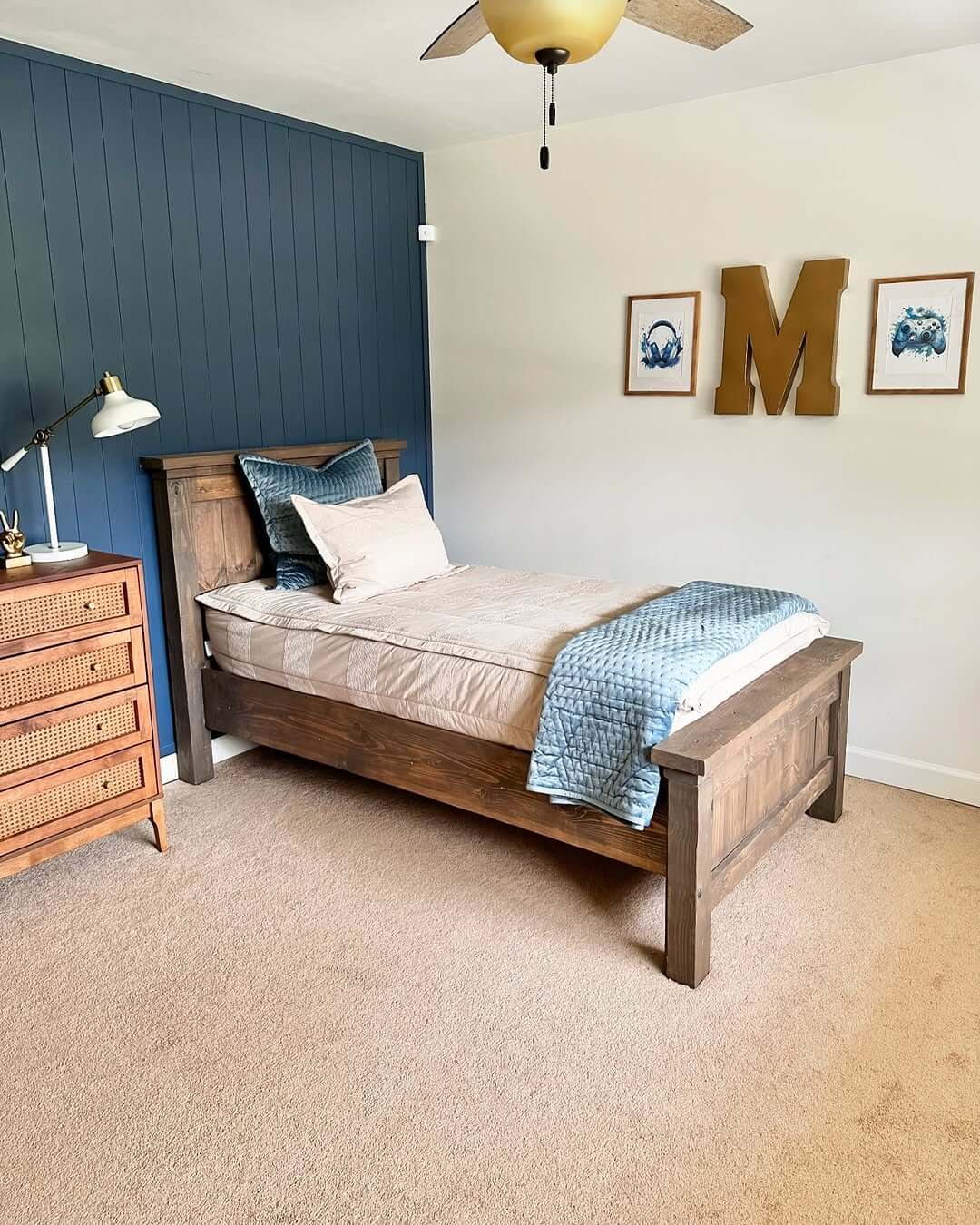 Vertical Shiplap Wall for a Moody Bedroom Backdrop