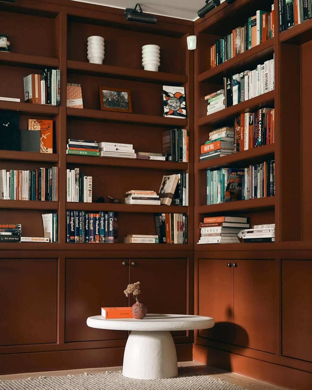 Deep Red Built-Ins for Striking Display