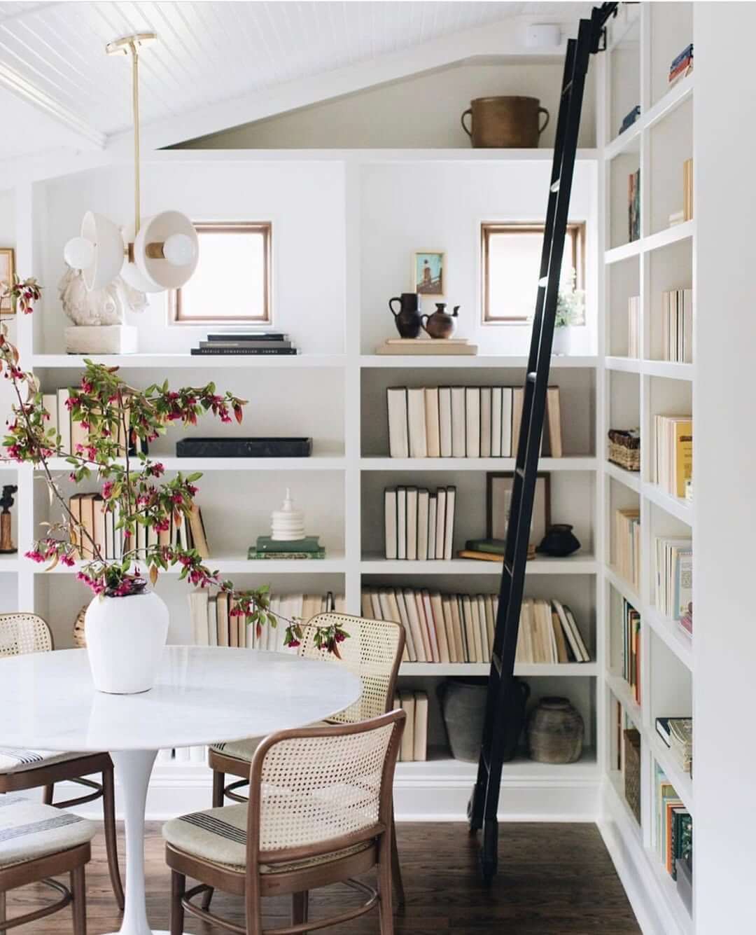 Black Rolling Ladder for High-Shelf Access