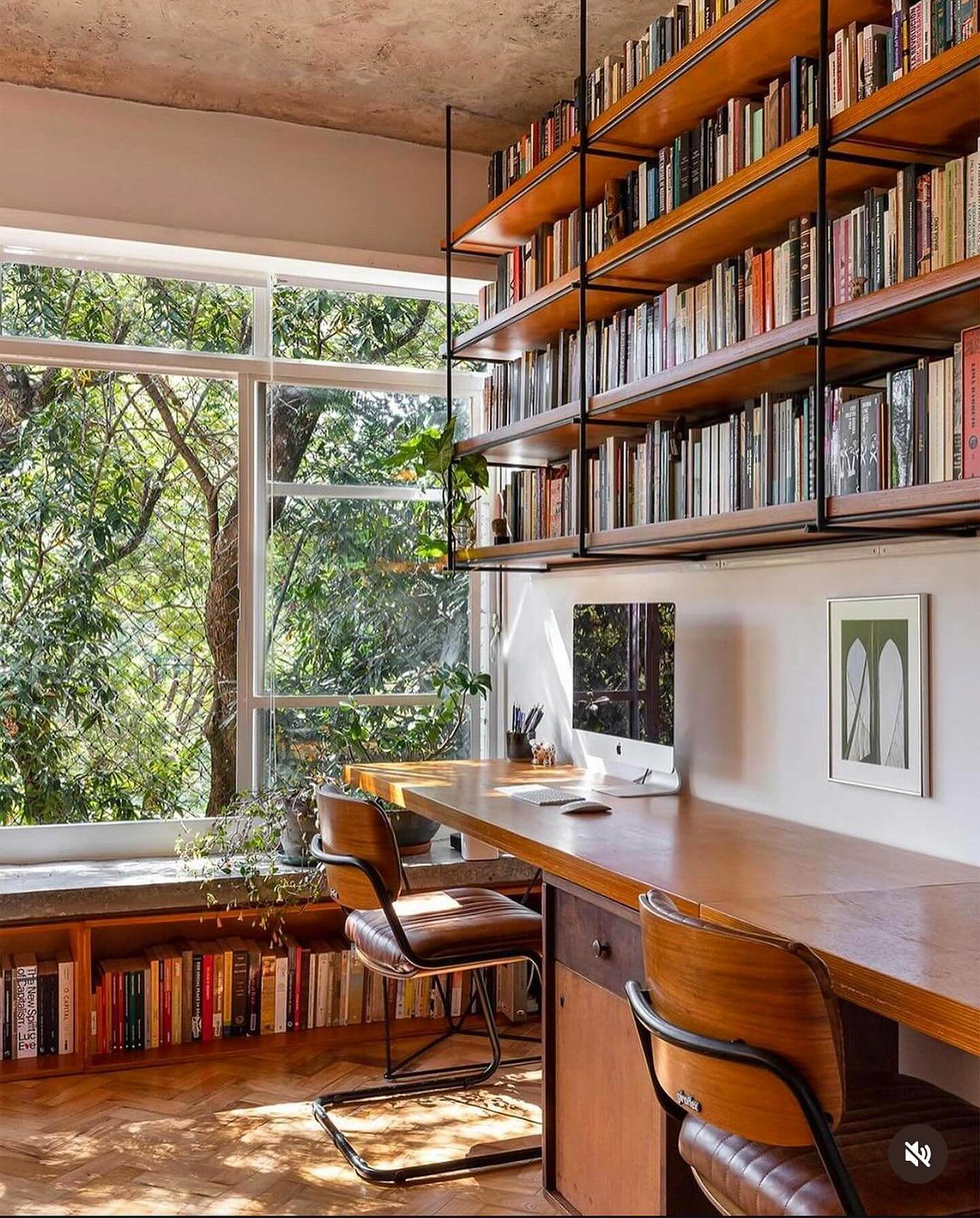 Floating Wood Shelves with Black Metal Frames