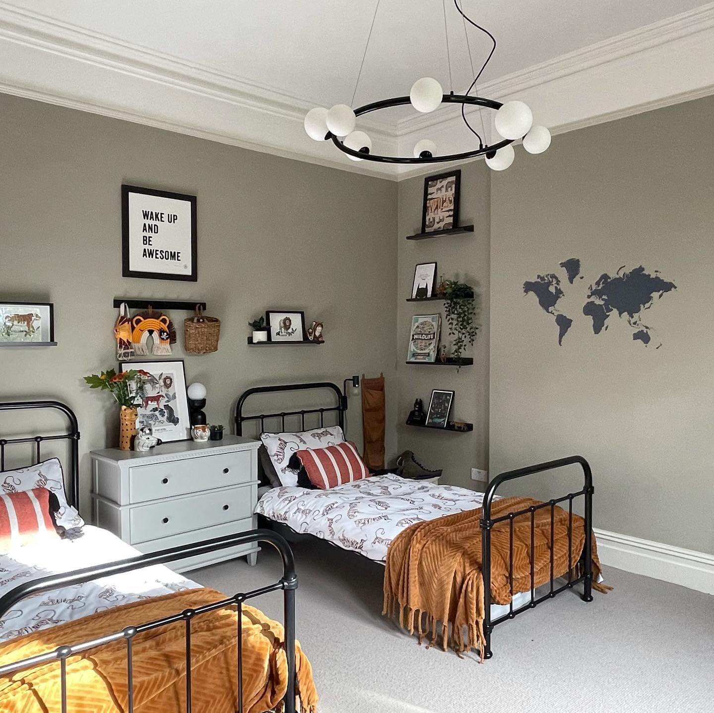 World Map Wall Decal Sparks Adventure in Twin Bedrooms