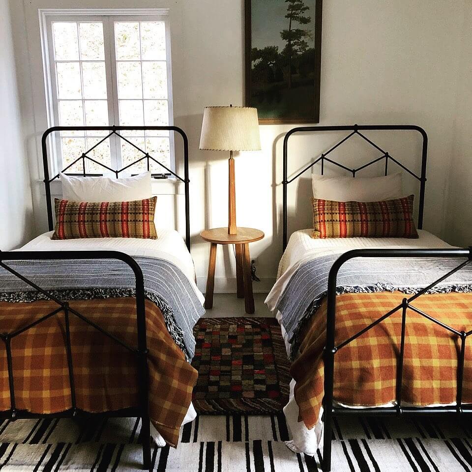 Diamond-Patterned Metal Headboards Add Geometric Interest