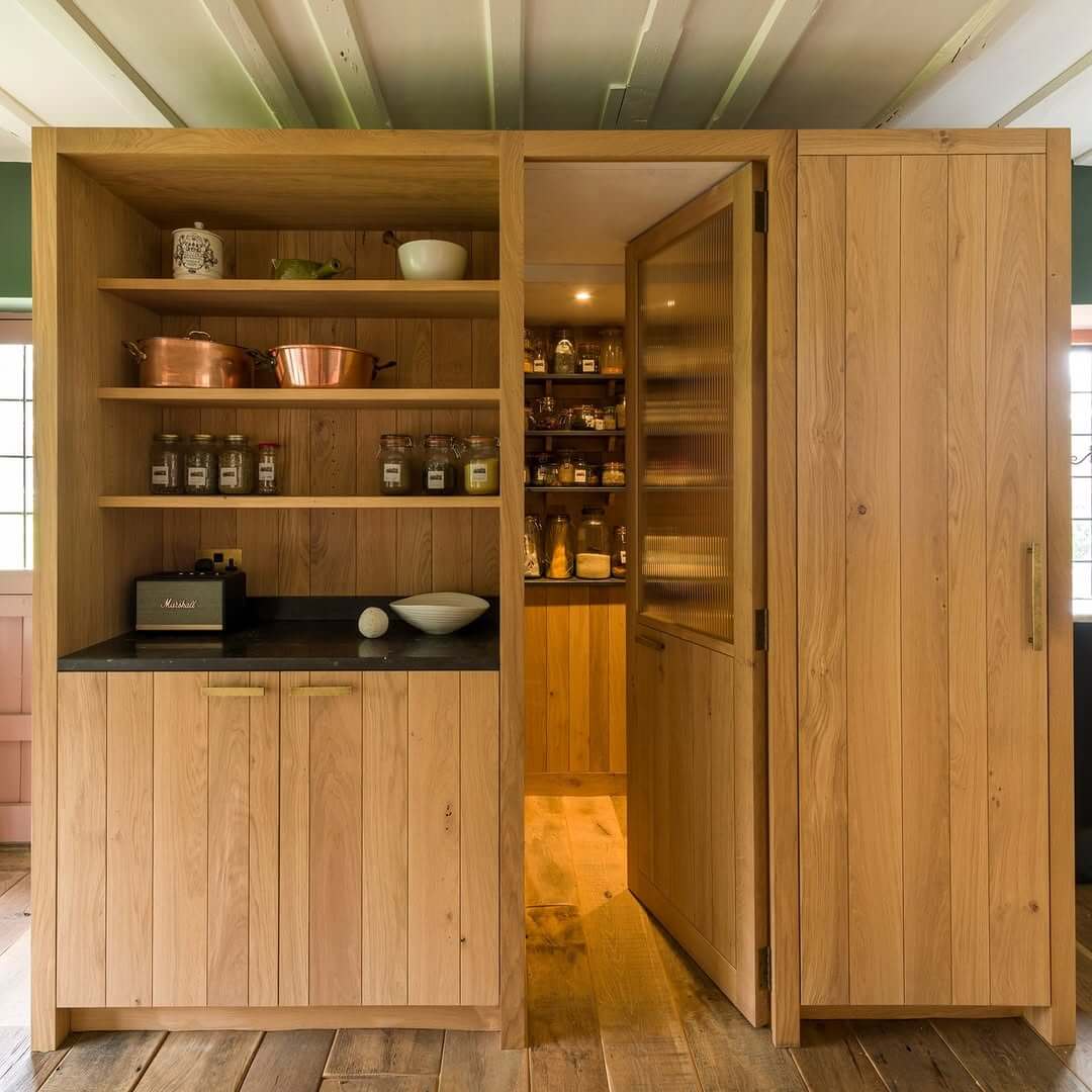 Showcase Stocked Shelves Through a Glass-Paneled Door