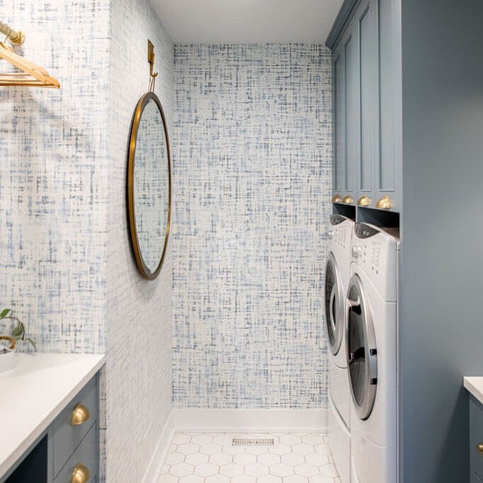 Textured Blue and White Wallpaper Adds Subtle Depth