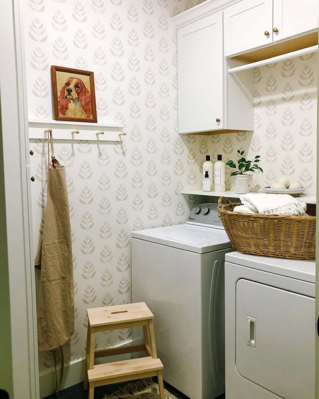 Soften Your Laundry Room with a Subtle Leaf Pattern