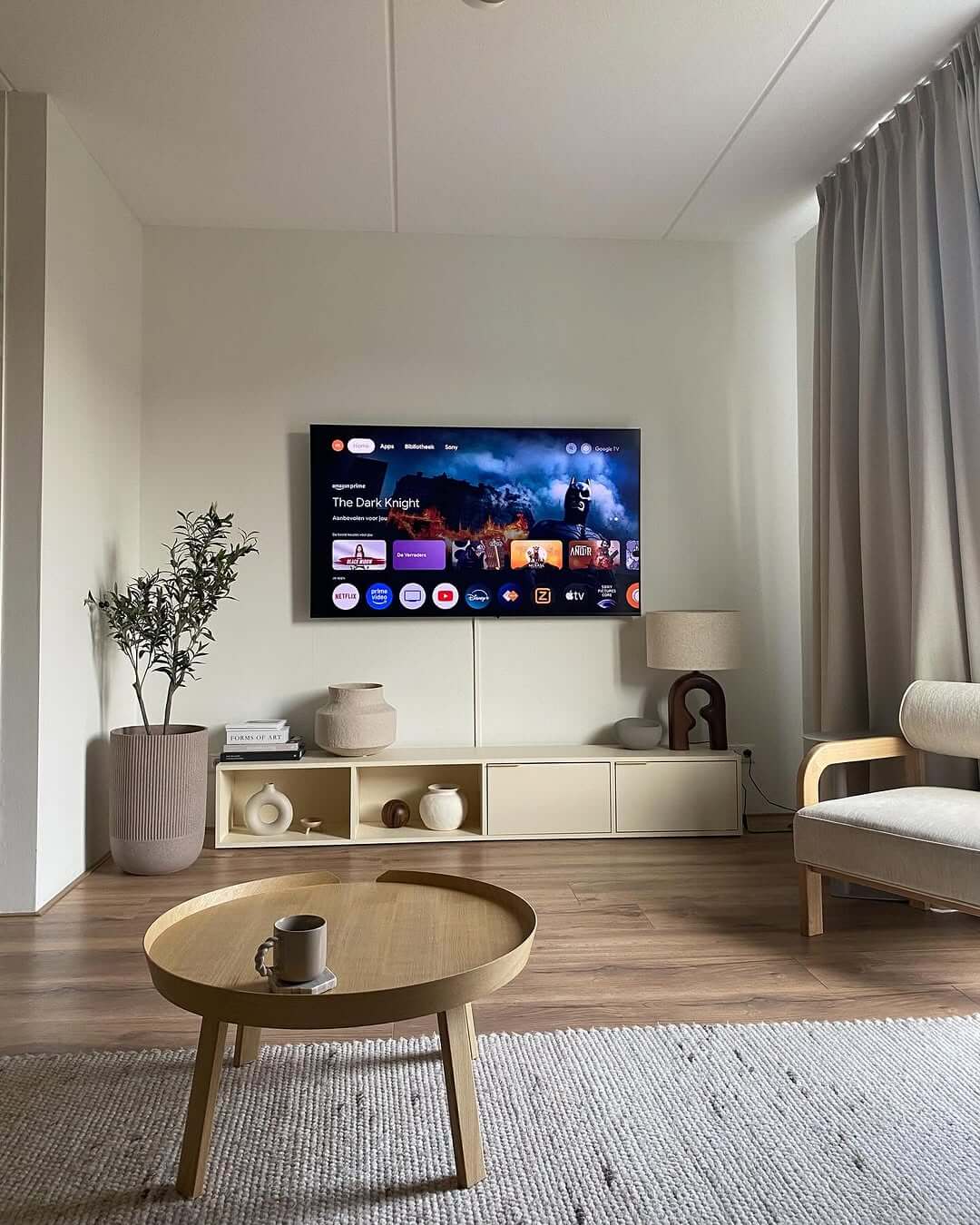 Floating Media Console For Displaying Sculptural Ceramics