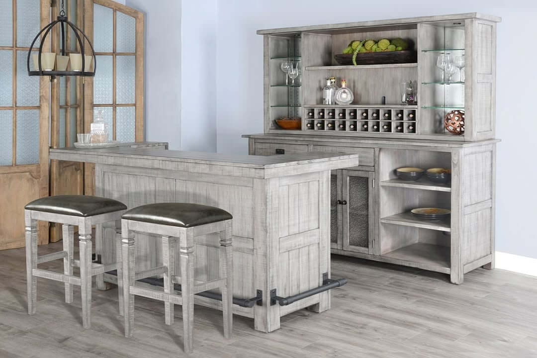Entertain with a Rustic Bar Cabinet Featuring Wine Storage