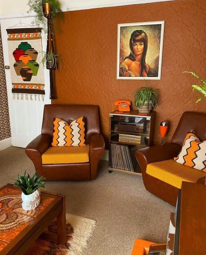 Orange rotary phone adds a playful retro accent