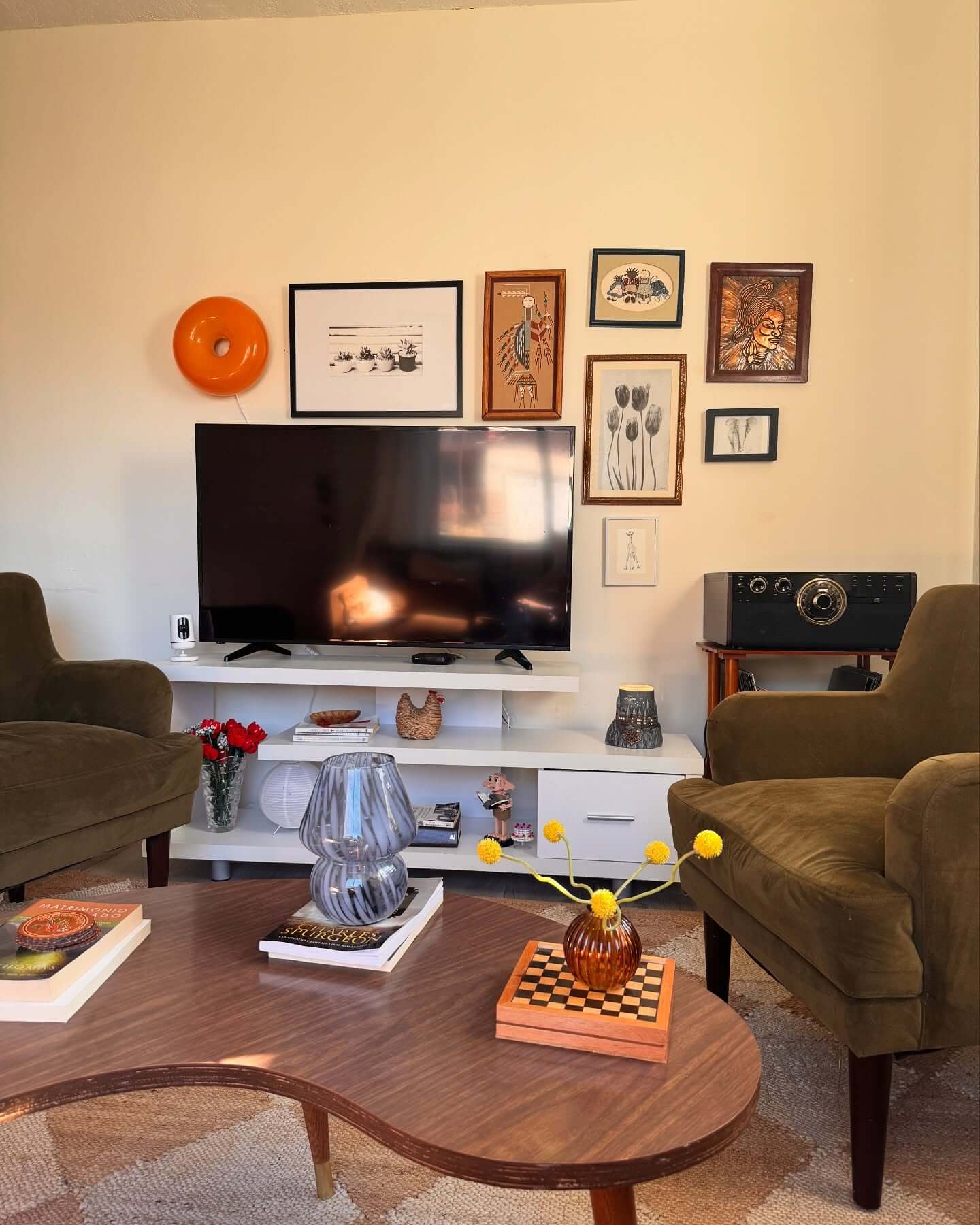 Mount a donut-shaped light for a playful pop