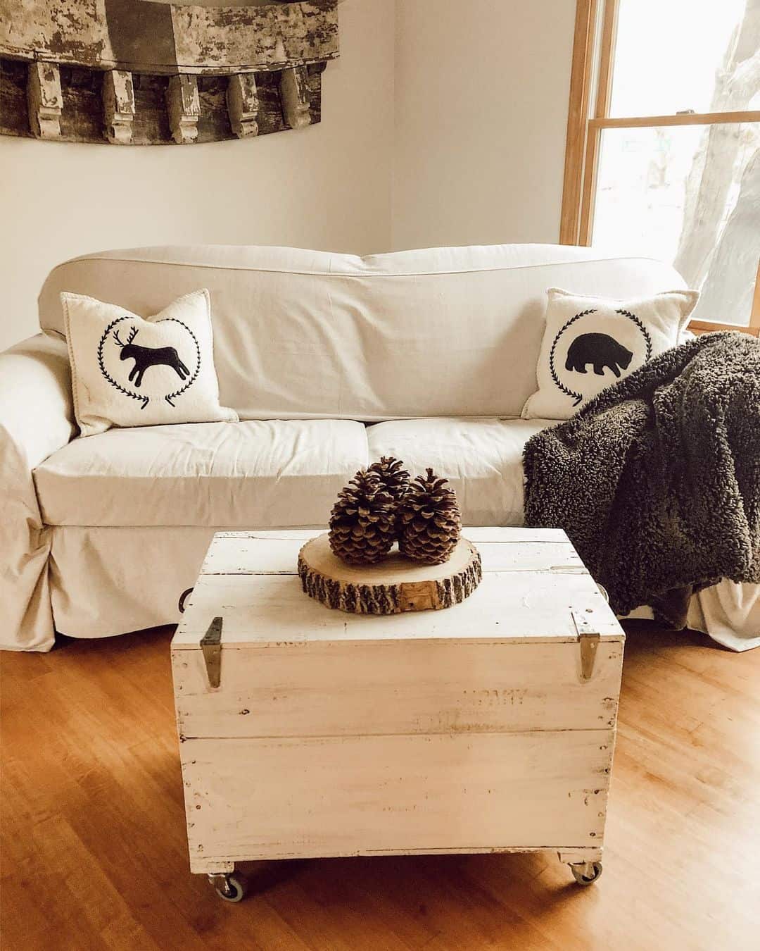 White Washed Trunk Offers Boho Storage and Surface