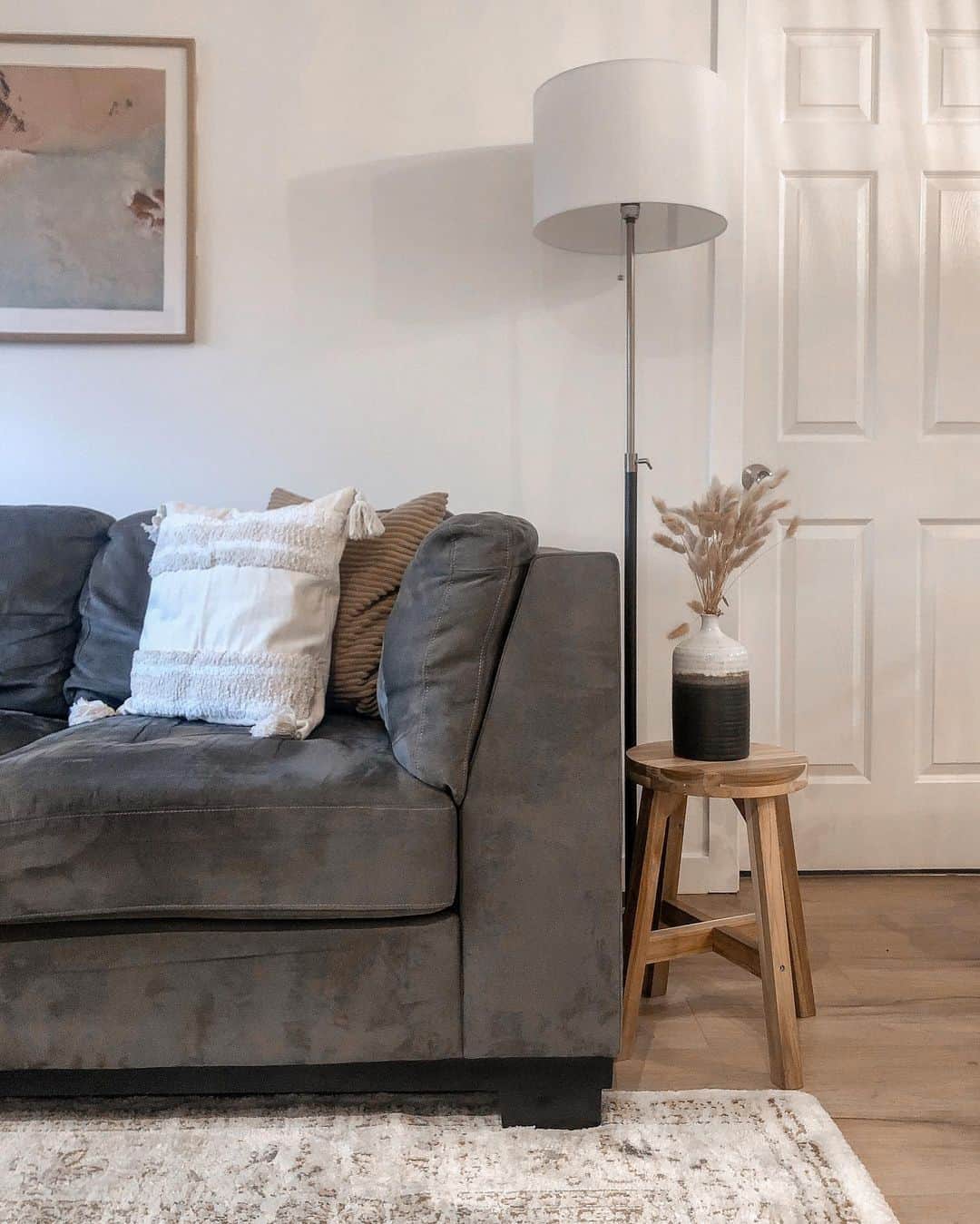 Wooden Stool as a Side Table for Dried Botanicals